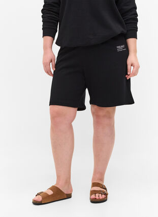 Shorts med trykk, Black, Model image number 1