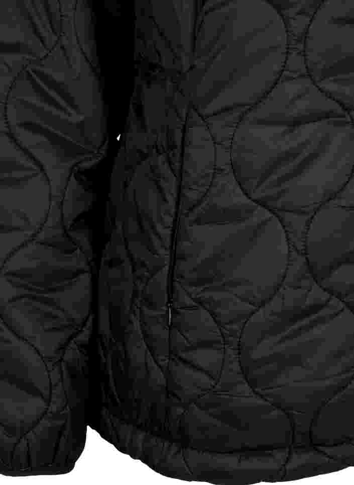 Quiltet jakke med glidelås og lommer, Black, Packshot image number 3