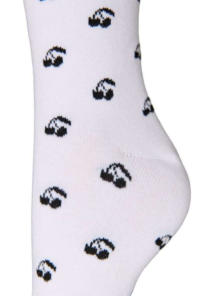 Bomullssokker med m&oslash;nster, Hvit, Packshot image number 2