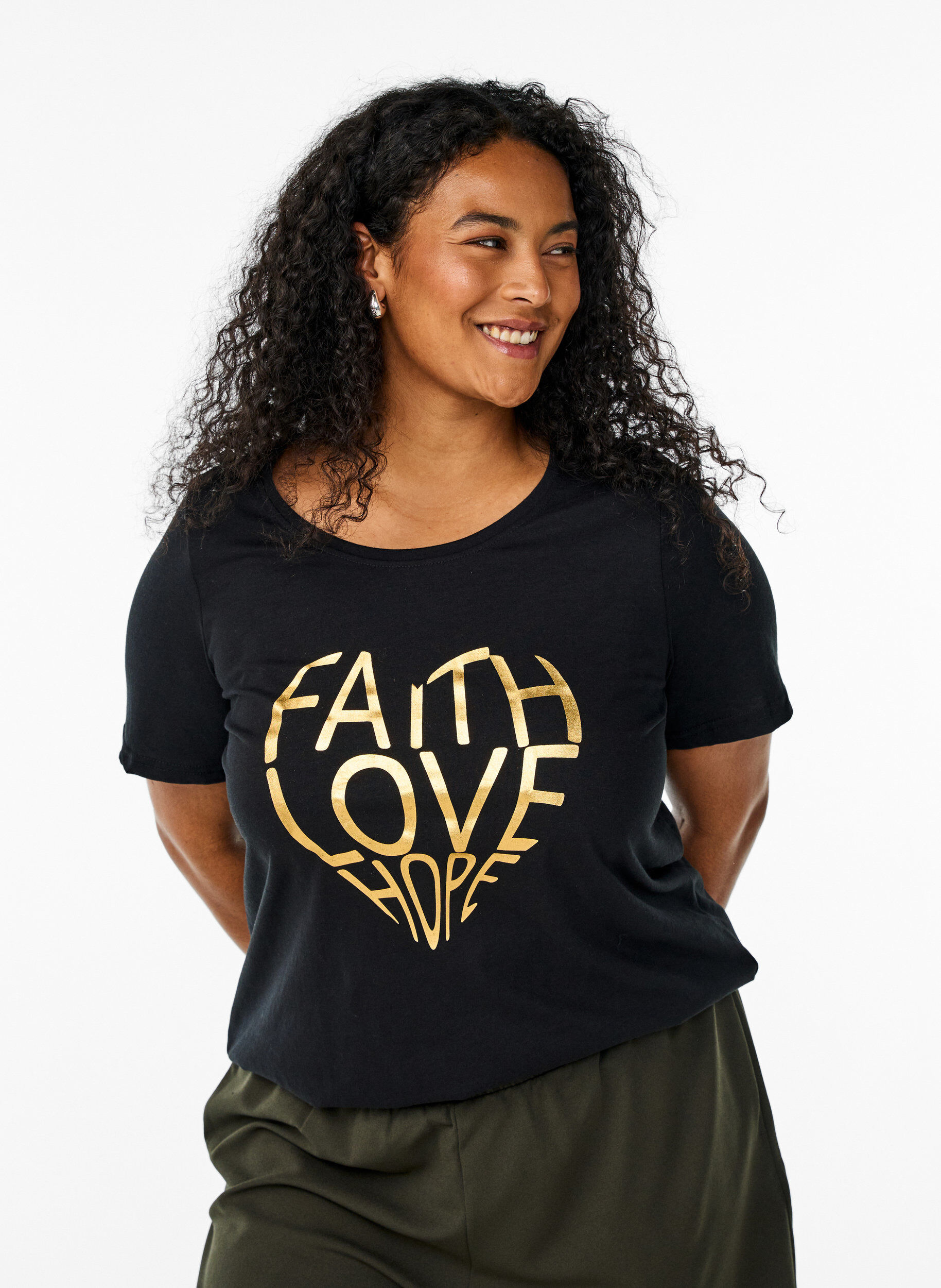 Zizzi FLASH - T-skjorte med motiv, Svart, Model image number 0