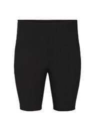 Ettersittende shorts med høy midje og lommer, Black