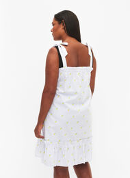 Strandkjole i bomull med stropper, Lemon Print, Model