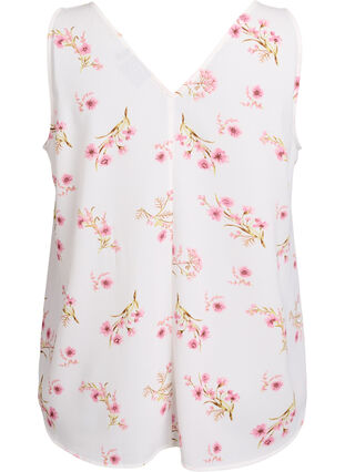 Zizzi Topp med trykk og V-hals, Hvit, Packshot image number 1