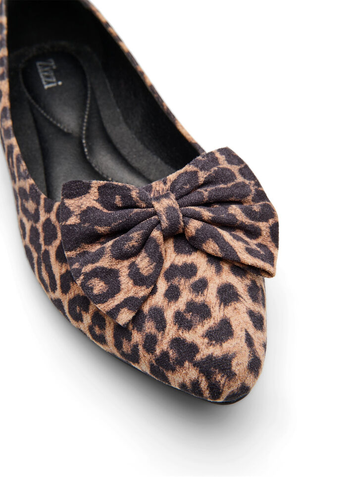 Wide fit - Ballerinapumps med sløyfe, Leopard AOP, Packshot