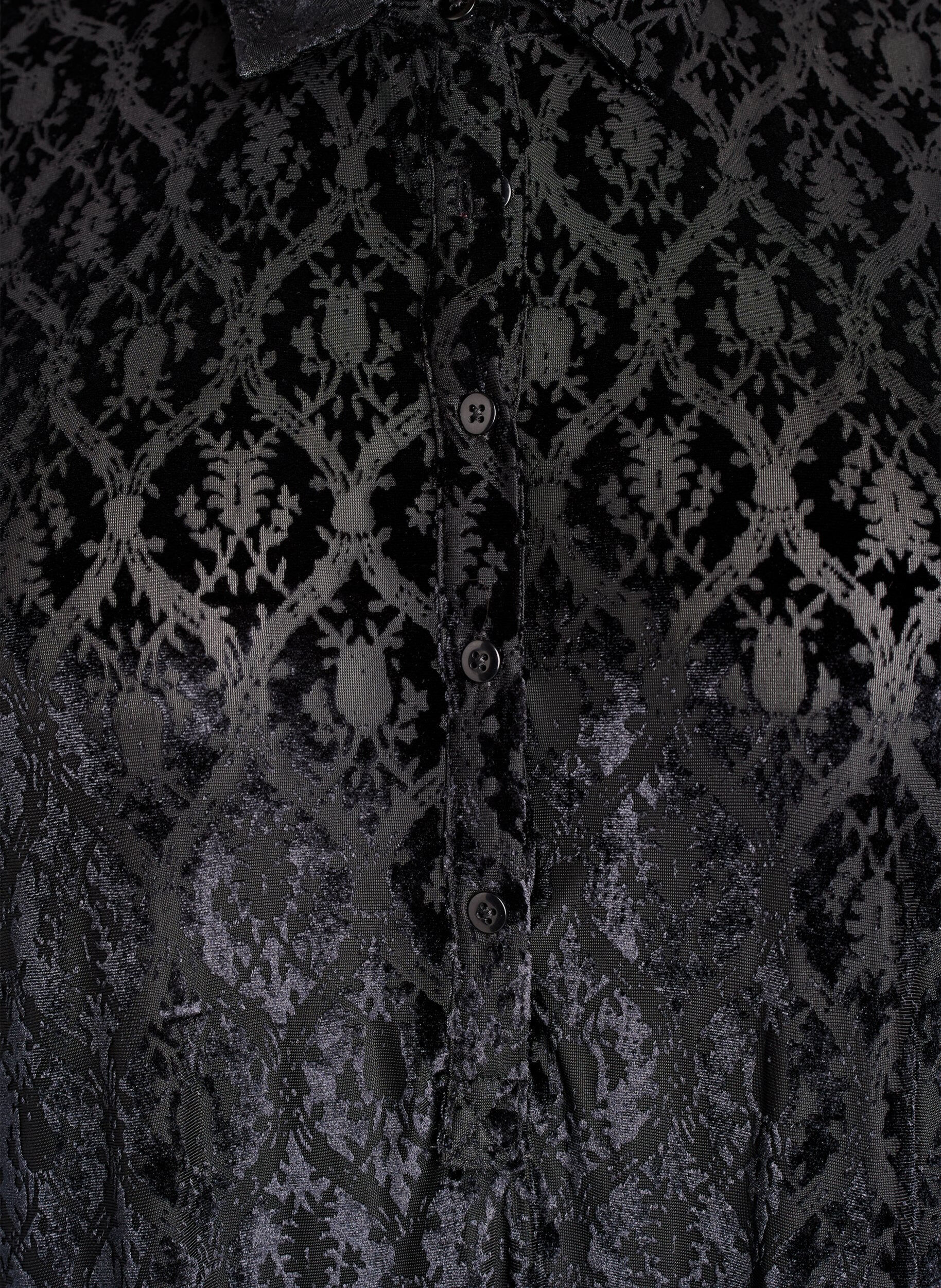 Zizzi Kort kjole med velourm&oslash;nster, Svart, Packshot image number 2