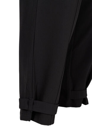 Cropped bukser med innsydd kant nederst, Black, Packshot image number 3