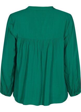 Langermet bluse i viskosemiks, Evergreen, Packshot image number 1