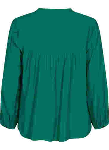 Langermet bluse i viskosemiks, Evergreen, Packshot image number 1