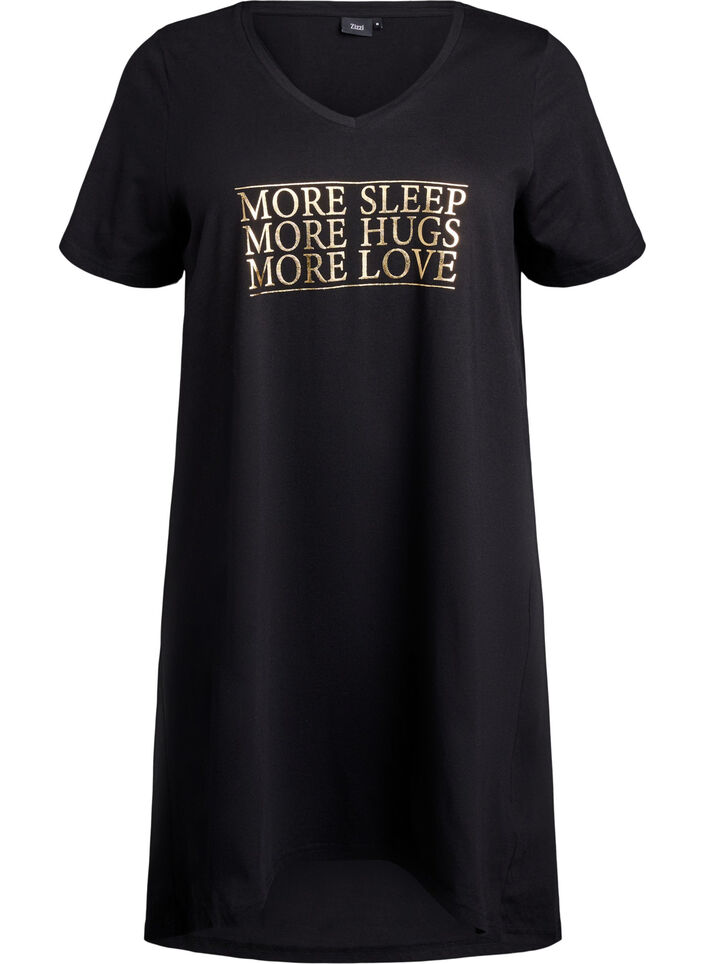 Nattkjole i økologisk bomull med V-hals, , Packshot image number 0