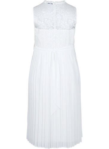 Brudekjole med blonder og plissé, Star White, Packshot image number 1