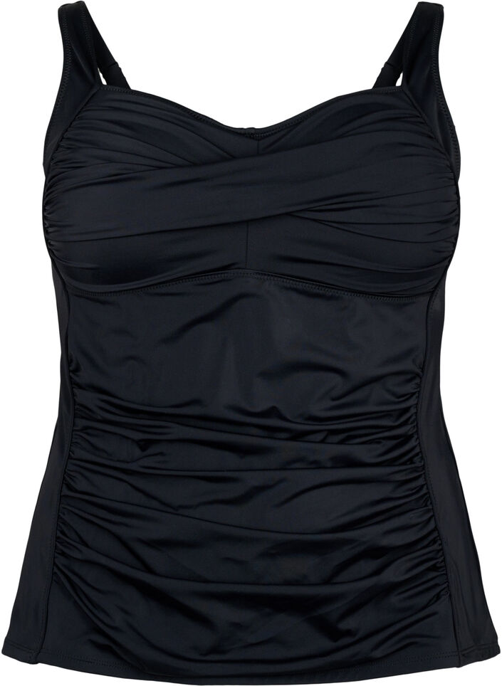 Tankini med draperinger, Svart, Packshot image number 0