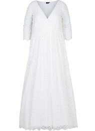 Brudekjole med blonder og 3/4-ermer, Star White