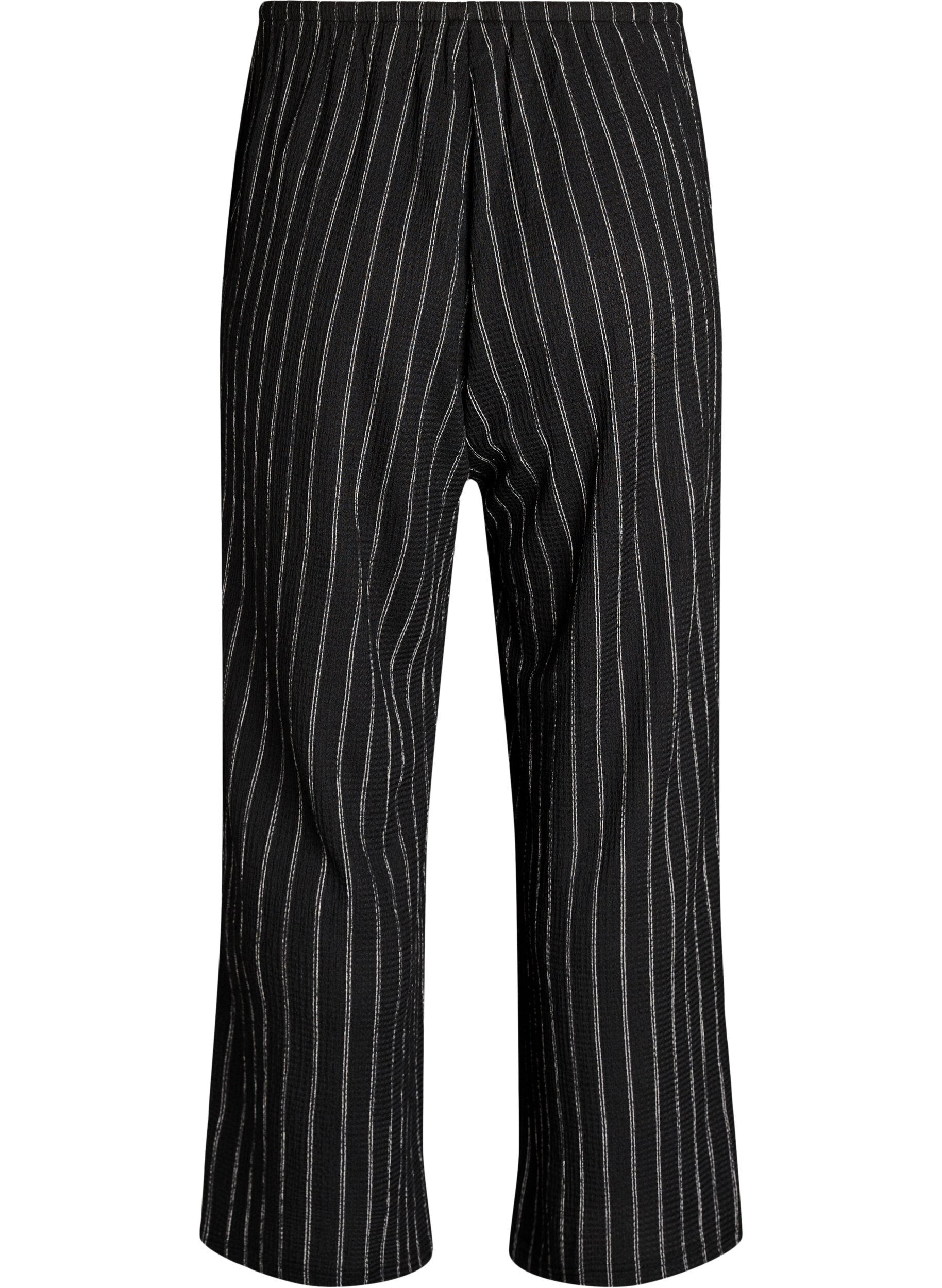 Zizzi Bukser med vide ben i et lett teksturert stoff, Svart, Packshot image number 1