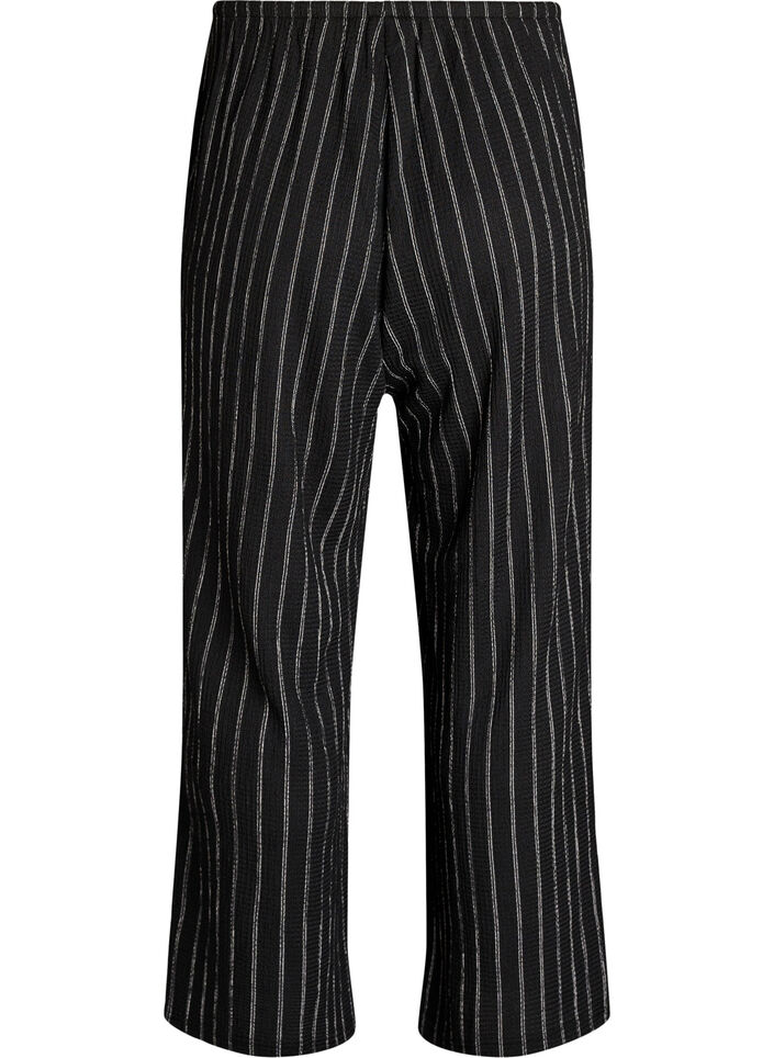 Bukser med vide ben i et lett teksturert stoff, Svart, Packshot image number 1