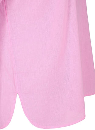 Skjortebluse med knappelukking i bomull-linblanding, Begonia Pink, Packshot image number 3