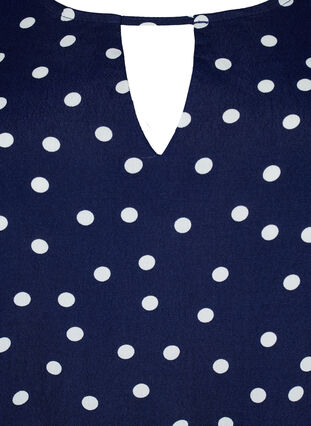 Mønstret bluse i viskose med korte ermer, Peacoat Dot, Packshot image number 2