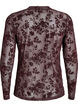 Bluse i mesh med blomster-mønster, Brun, Packshot image number 1