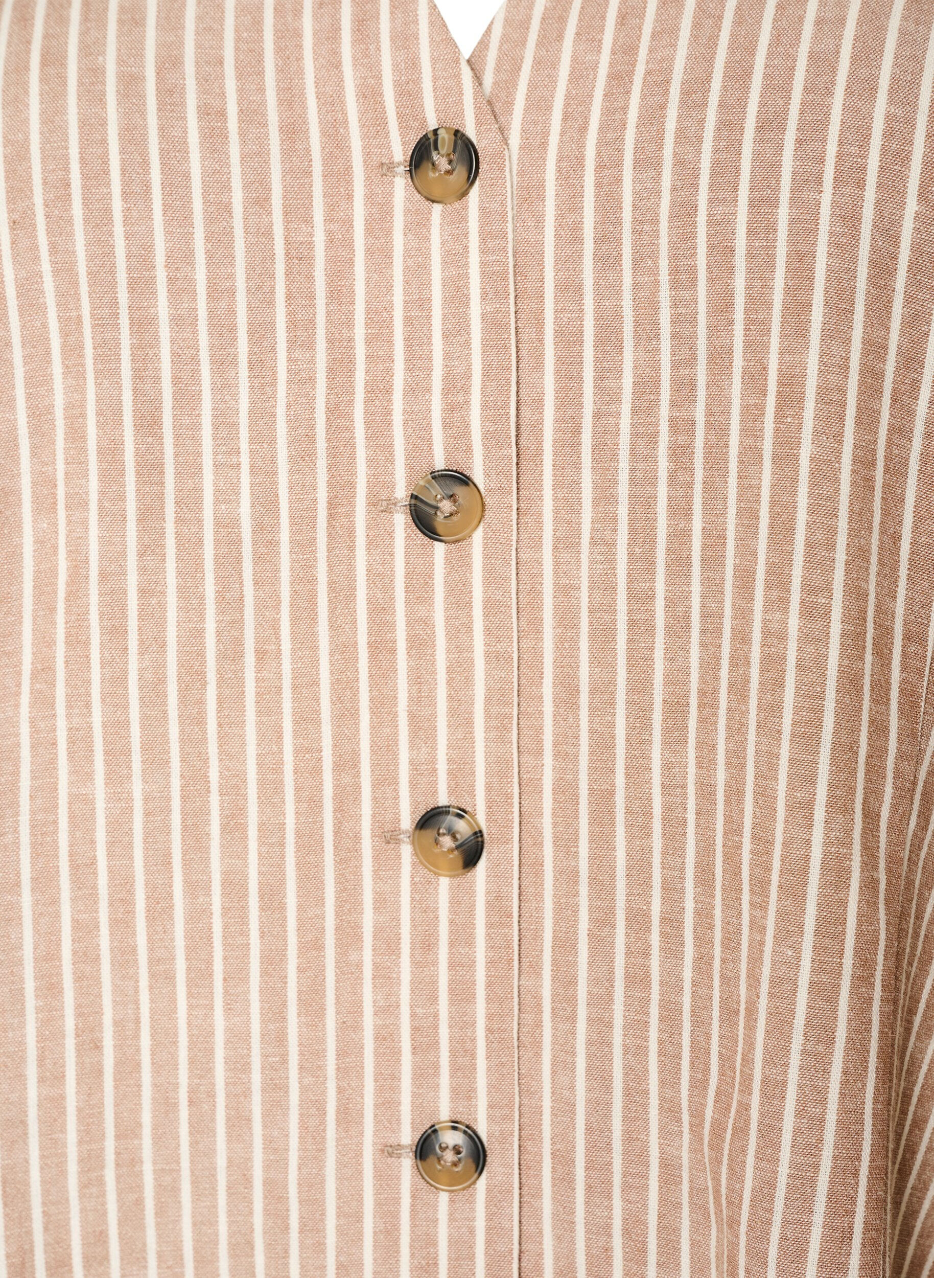 ZizziStripete vest i lin og viskose, Beige, Packshot image number 2