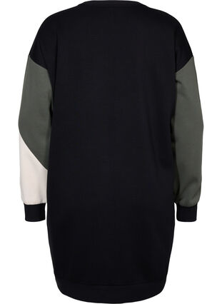 Lang genser med colorblock, Black Color Block, Packshot image number 1