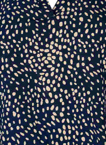 Bluse med smock og 3/4-ermer, Navy B./Beige Dot, Packshot image number 2
