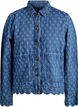 Denimjakke med et slitt m&oslash;nster, Bl&aring;, Packshot image number 0
