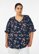 Skjortebluse med 1/2 ermer, Bl&aring;, Model image number 0