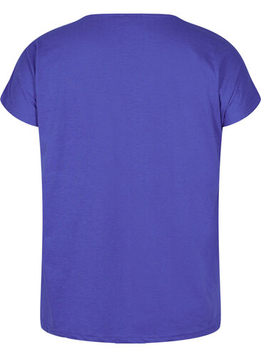 T-skjorte i bomullsmiks, Dazzling Blue, Packshot image number 1