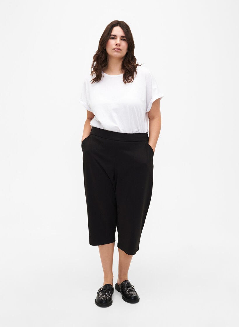 Maddison løse knebukser med lommer, Svart, Model image number 1