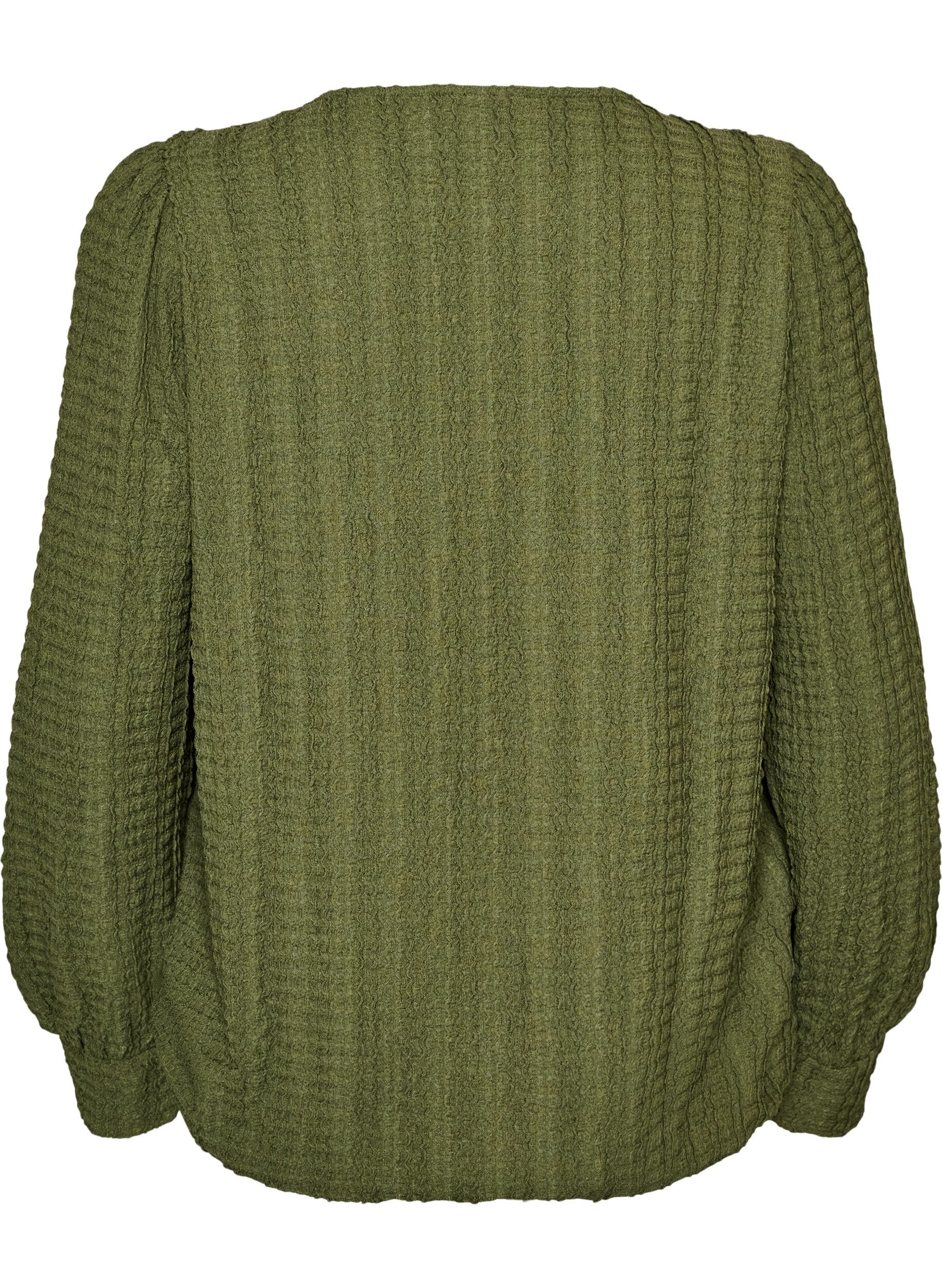 ZizziJerseybluse med struktur og ballongsilhuett, Gr&oslash;nn, Packshot image number 1