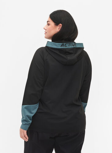 Treningscardigan med hette, Black, Model image number 1
