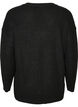 Lang ribbestrikket bluse med V-hals, Svart, Packshot image number 1