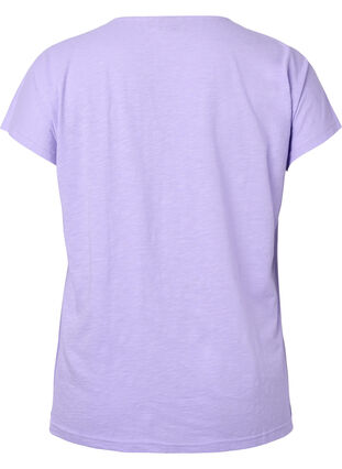 T-skjorte i bomull med mønsterdetalj, Lavender C Leaf, Packshot image number 1