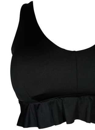 Bikinioverdel med avtagbare pads og volangkant, Black, Packshot image number 2