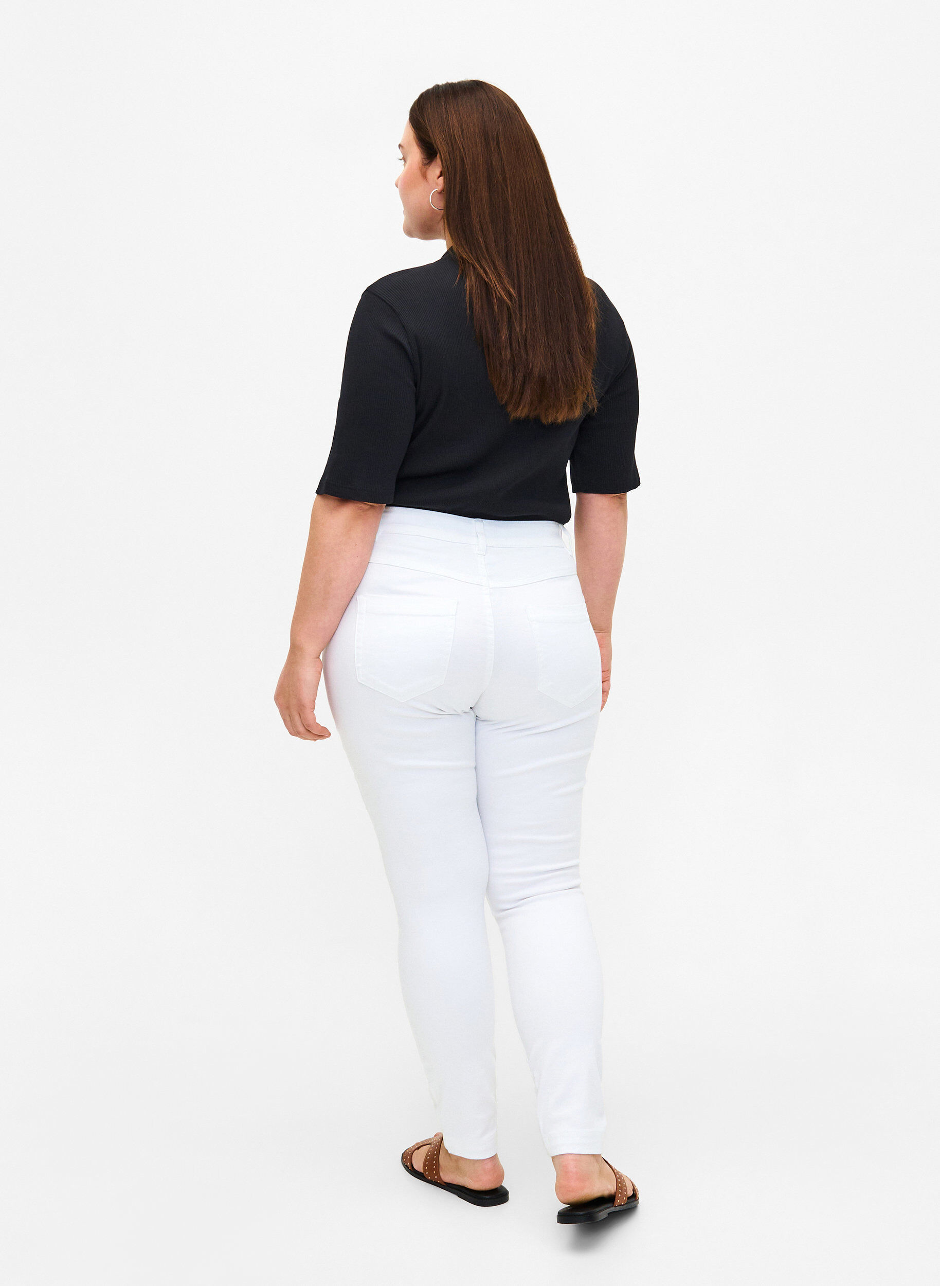 Zizzi Viona jeans med normal midje, Hvit, Model image number 1
