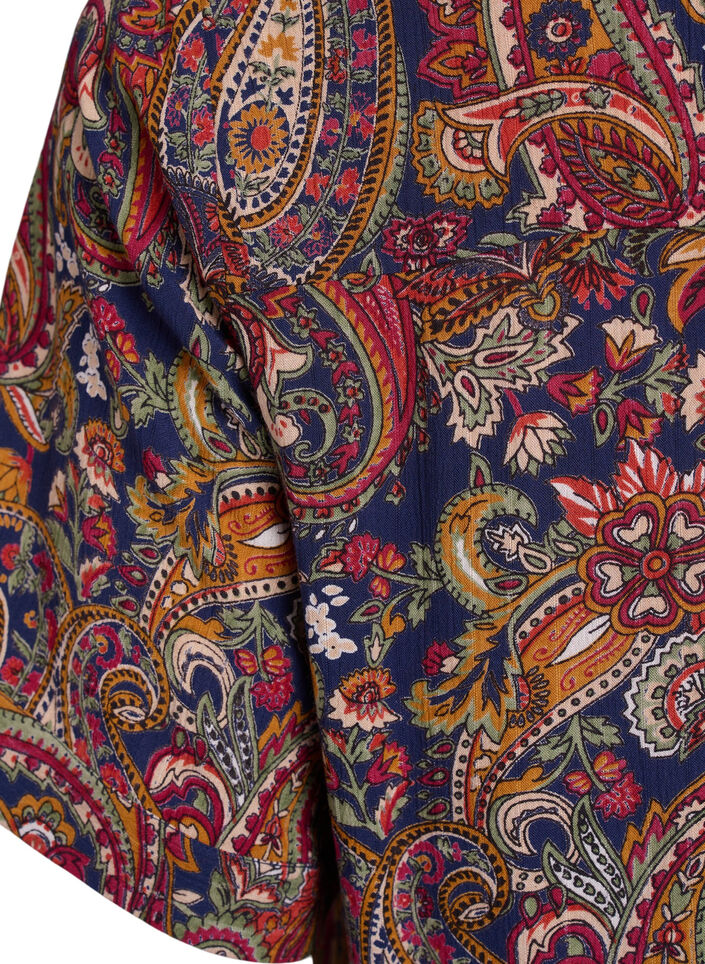 Tunika med korte ermer og paisleymønster, Blå, Packshot image number 3