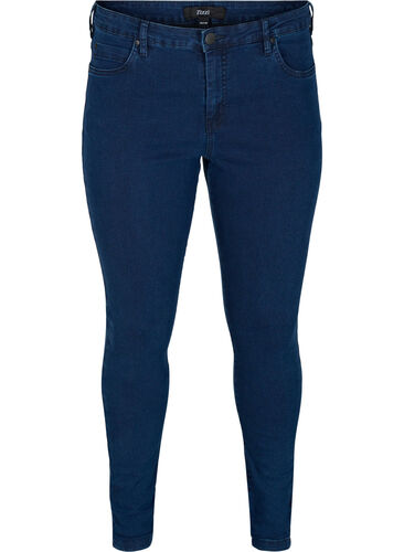 Super slim Amy jeans med høyt liv, Dark blue, Packshot image number 0