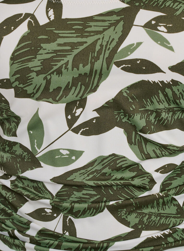 Badedrakt med palmetrykk og rynkede detaljer, Green Leaf AOP, Packshot