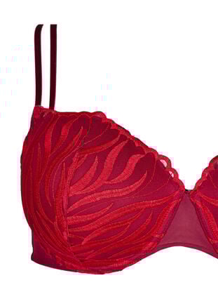 Zizzi Formstøpt BH med broderi, Rød, Packshot image number 2