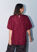 Paljettbluse med ballongermer, R&oslash;d, Model image number 2