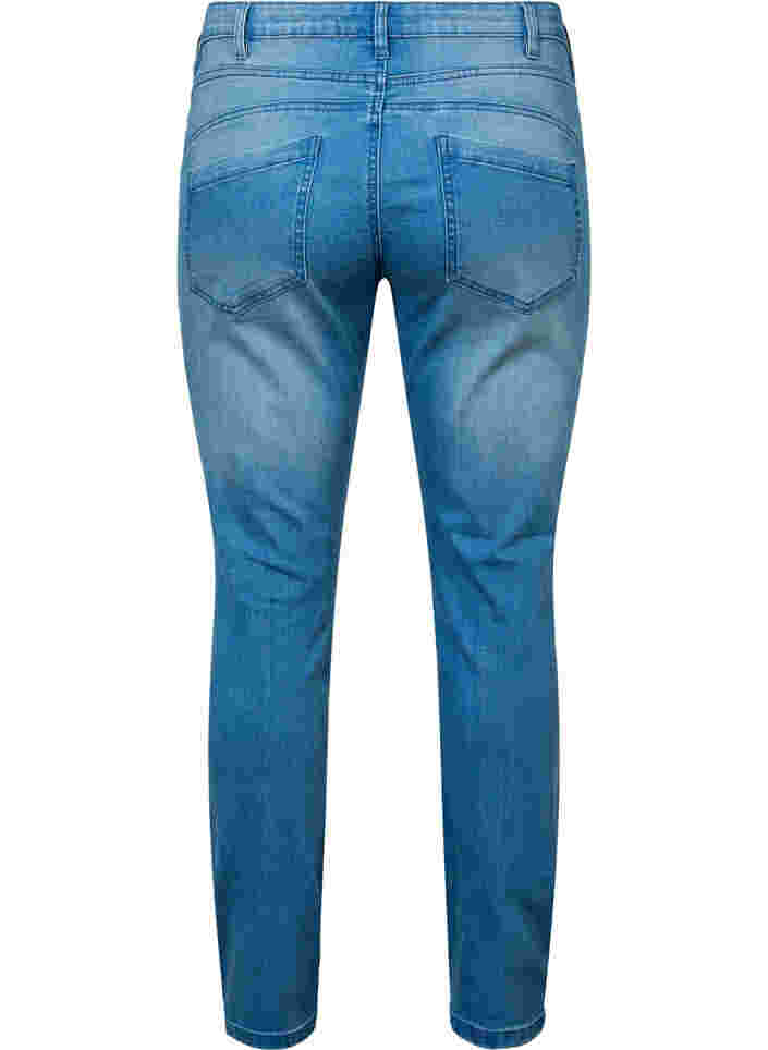 Ripped Emily jeans med normal høyde i livet, Blue denim, Packshot image number 1