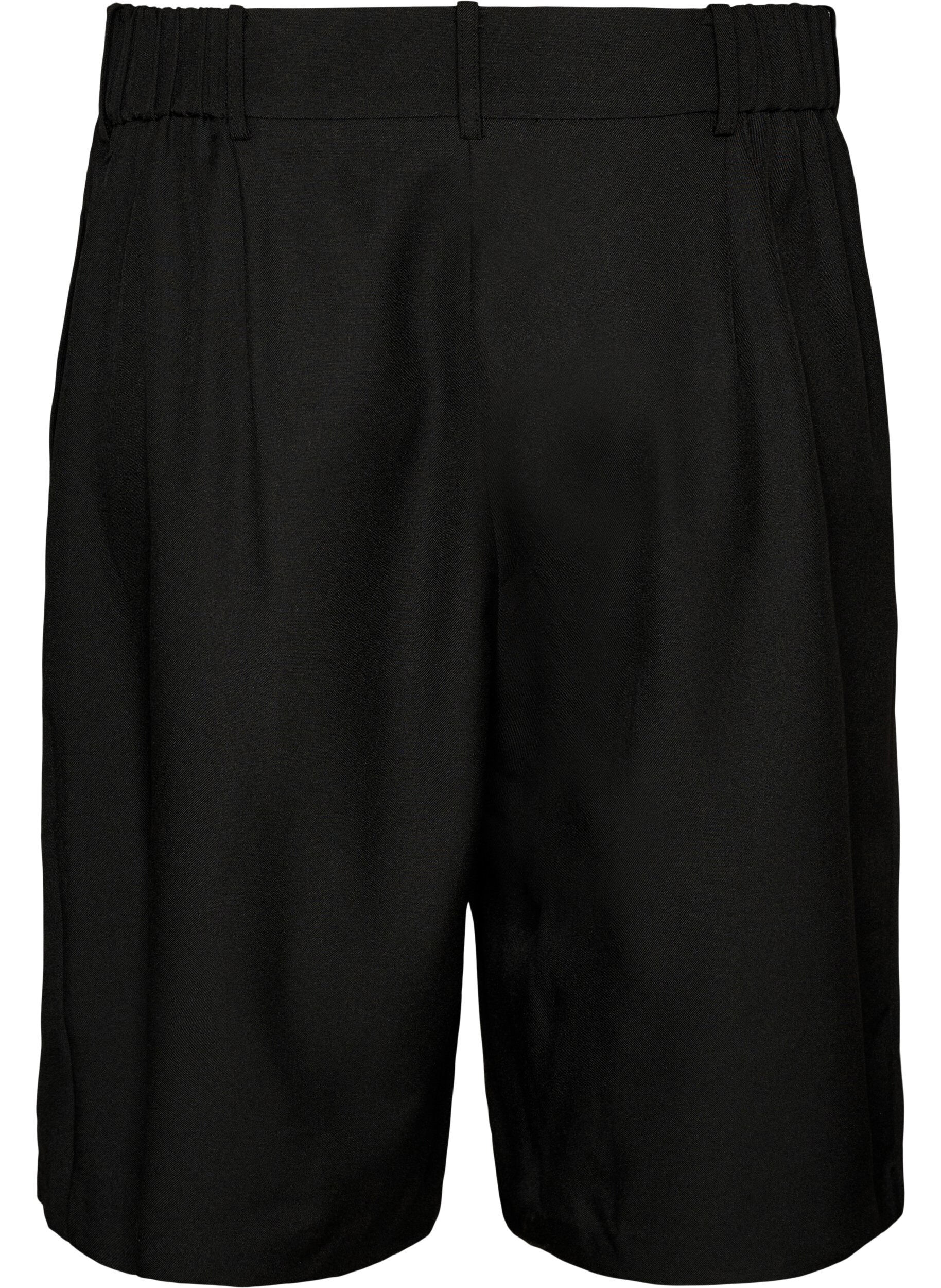 ZizziLoose fit Bermuda shorts med h&oslash;y midje, Svart, Packshot image number 1
