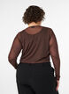 Gjennomsiktig meshbluse med rhinesteiner, Brun, Model image number 2