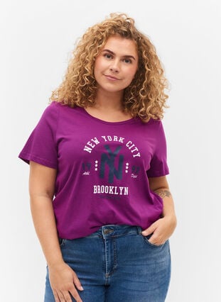 T-skjorte i bomull med trykk, Grape Juice, Model image number 0