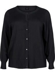 Strikkecardigan med knapper i viskoseblanding, Black
