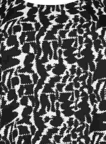 FLASH - Bluse med korte ermer og mønster, Black White AOP, Packshot image number 2