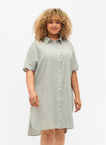 Lang skjorte med korte ermer, Black Forest Stripe, Model image number 0