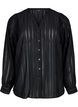 Stripete skjortebluse med gjennomsiktige striper, Svart, Packshot image number 0