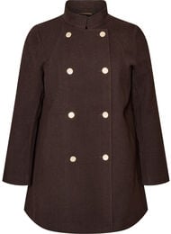 A-line k&aring;pe med gullknapper, Brun