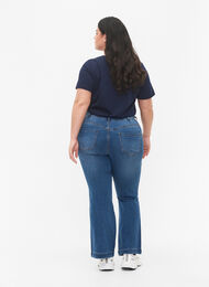 Ellen jeans med høyt liv og bootcut, Blue denim, Model