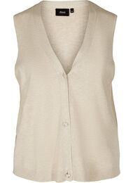 Strikkevest med V-hals og knapper, Pumice Stone Mel.